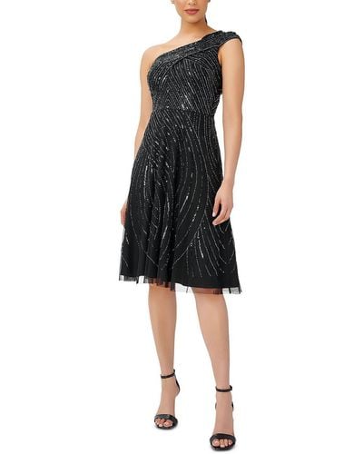Adrianna Papell One Shoulder Embellished Cocktail And Party Dress - Black