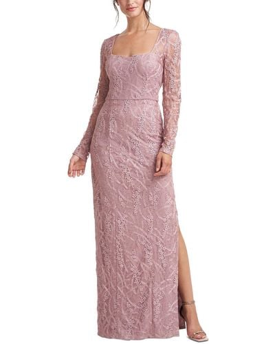 JS Collections Lace Embroidered Evening Dress - Pink