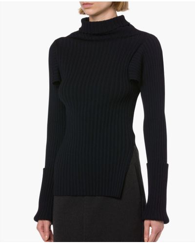 Philosophy Di Lorenzo Serafini Two-tone Ribbed Stretch Sweater - Black