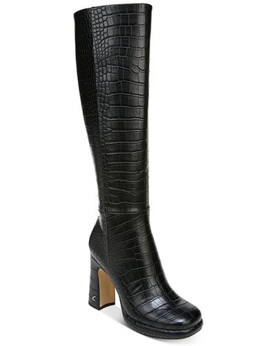 Circus by Sam Edelman Freda Faux Leather Embossed Knee-high Boots - Black