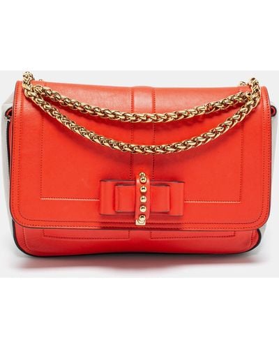 Christian Louboutin /grey Leather Sweet Charity Shoulder Bag - Red