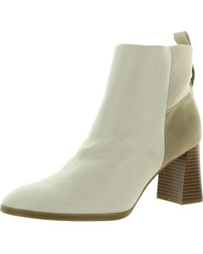 LifeStride Foxy Faux Suede Almond Toe Ankle Boots - Natural