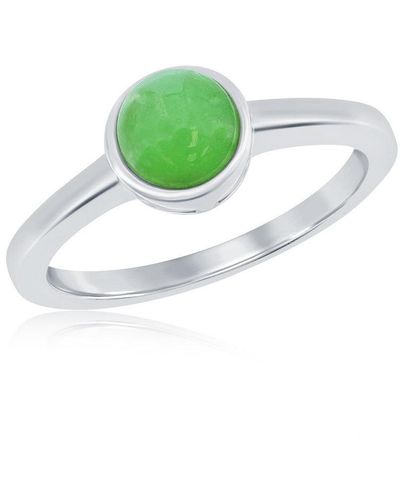 Simona Sterling Silver 6mm Round Jade Solitaire Ring - Green