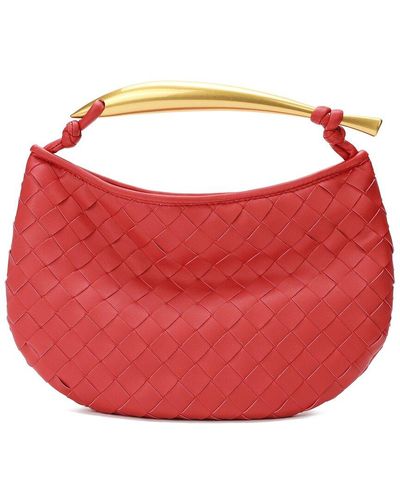 Tiffany & Fred Paris Woven Leather Top Handle Clutch - Red