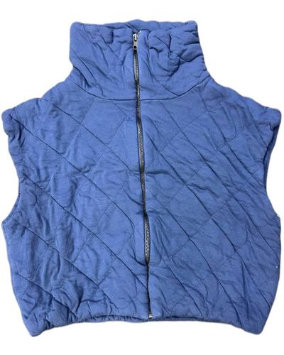 Stateside Quilted Cropped Zip Vest - Blue