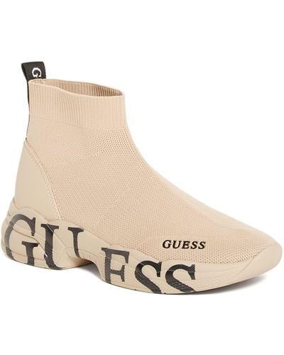 Guess Factory Pause Logo Knit Sneakers - Natural