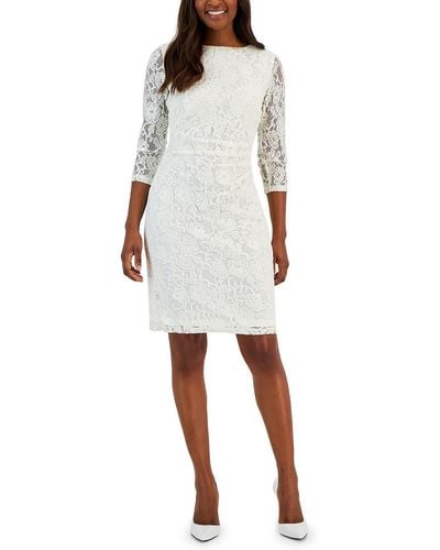 Kasper Lace Calf Midi Dress - White