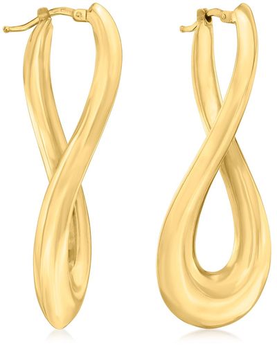 Ross-Simons Italian 18kt Yellow Gold Faceted Hoop Earrings in