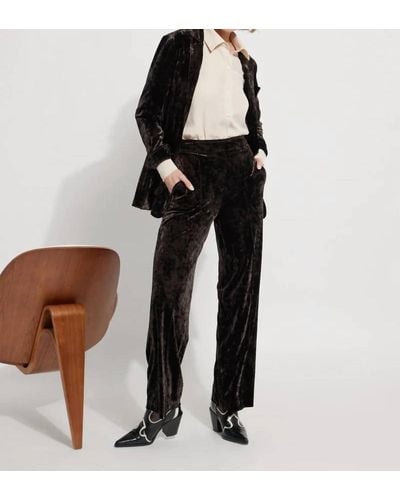 Lyssé Shay Crushed St Velvet Suit Pant - Black
