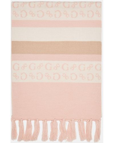Guess Factory Logo Stripe Scarf - Natural