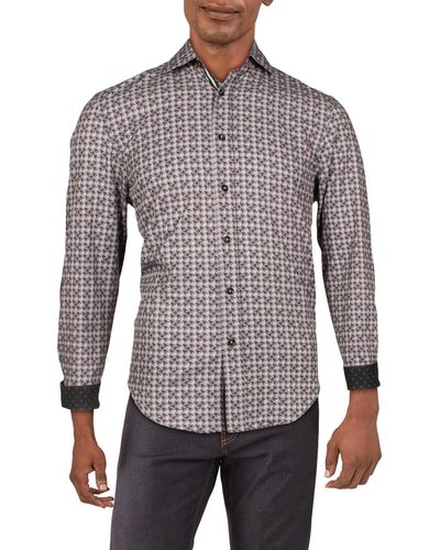 Society of Threads Houndstooth Wrinkle Free Button-down Shirt - Black