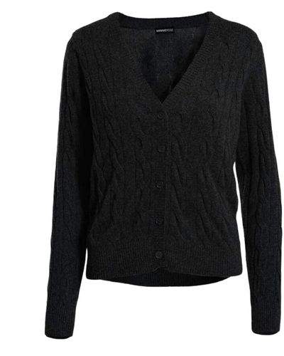 Minnie Rose Cable Knit Cardigan - Black