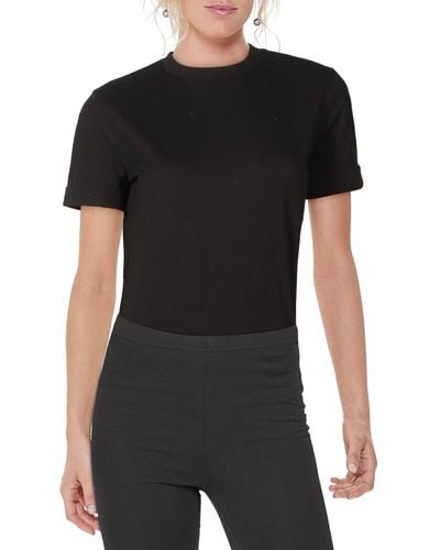 Danielle Bernstein Cotton Cuff Sleeve Bodysuit - Black