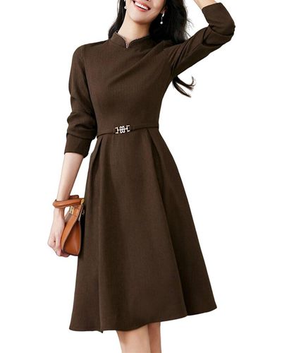 ONEBUYE Dress - Brown