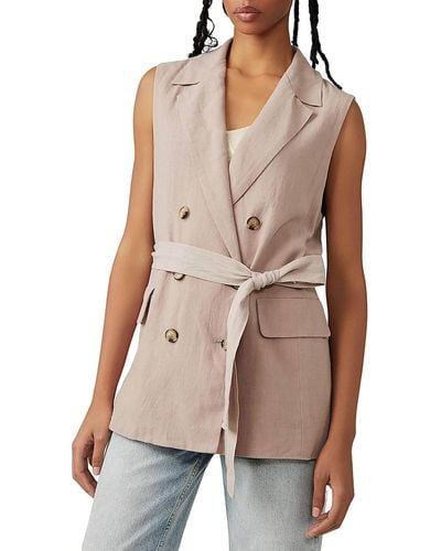 Free People Plus Olivia Notch Collar Business Vest - Natural