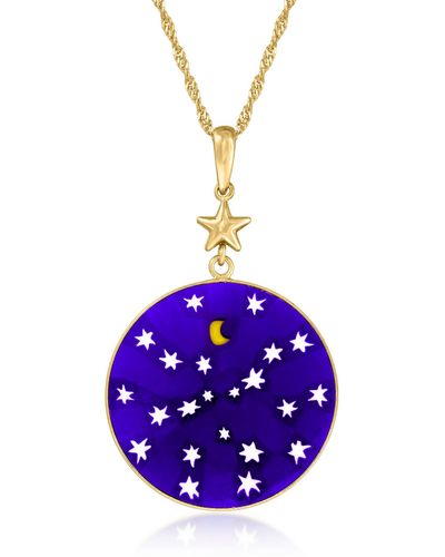 Ross-Simons Italian Blue Murano Glass Stars And Moon Pendant Necklace - Purple