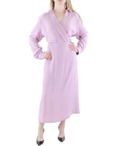 Lauren by Ralph Lauren Georgette Solid Midi Dress - Purple