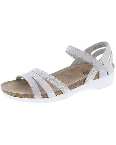 Munro Summer Leather Shimmer Footbed Sandals - Gray