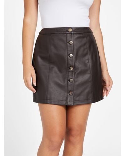Guess Factory Lorella Faux-leather Button Skirt - Black