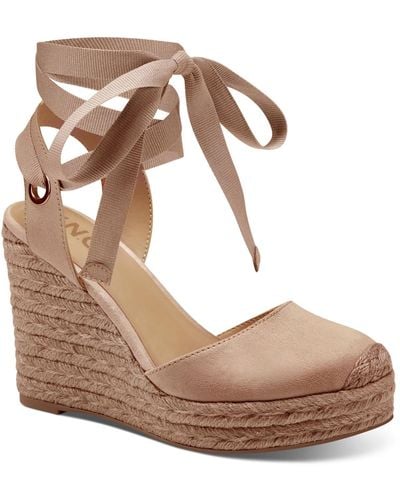 INC Maisie Faux Suede Padded Insole Wedge Sandals - Brown