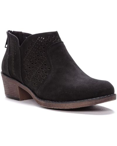 Propet Remy Perforated Slip On Ankle Boots - Black