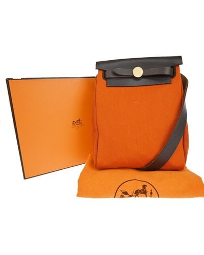 Hermès Herbag Canvas Shoulder Bag (pre-owned) - Orange