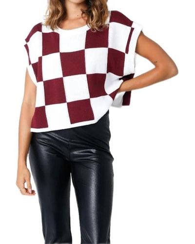Olivaceous Check It Twice Sweater Vest - Red
