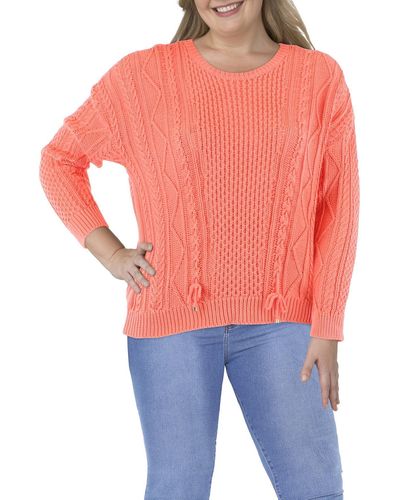 Lauren by Ralph Lauren Crewneck Cable Knit Pullover Sweater - Orange