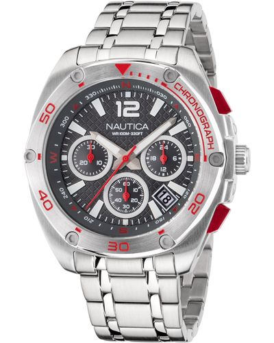 Nautica Tin Can Bay Recycled Stainless Steel Chronograph Watch - Metallic