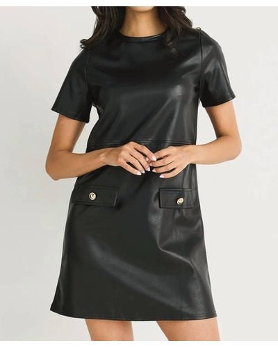 Thml Short Sleeve Leather Dress - Black