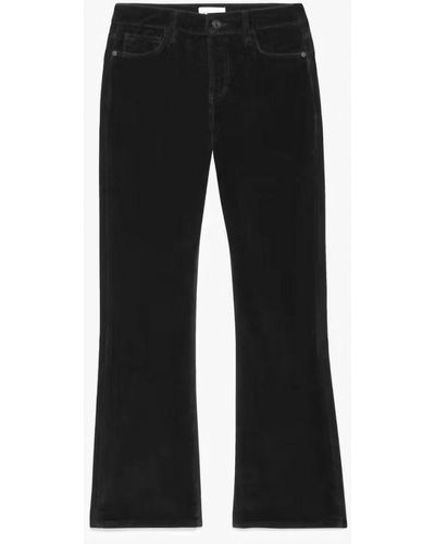 FRAME Velveteen Crop Mini Boot Pants - Black