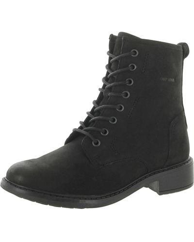 Josef Seibel Leather Wool Blend Lined Combat & Lace-up Boots - Black