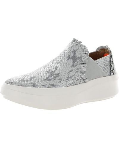 Gentle Souls Rosette Ruffle Leather Lifestyle Slip-on Sneakers - Gray