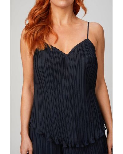 Rebecca Taylor Sleeveless Plisse Tank - Black