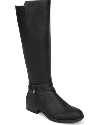 LifeStride Xtrovert Faux Leather Wide Calf Riding Boots - Black