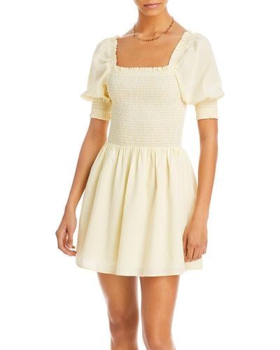 Aqua smocked top waist flounce dress