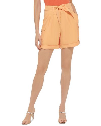 DKNY Pleated Paperbag Cargo Shorts - Orange