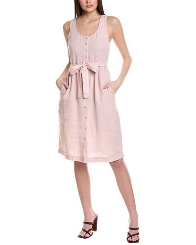Michael Stars Lulu Button-down Linen Midi Dress - Pink