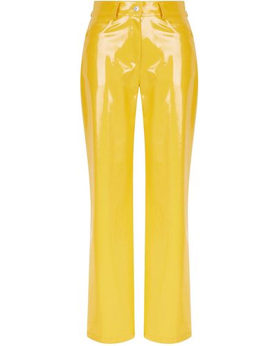 Nocturne Wide Leg Pleather Pants - Yellow