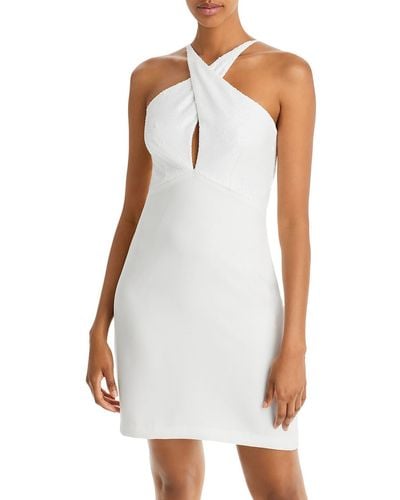 Halston Diletta Sequined Mini Cocktail And Party Dress - White