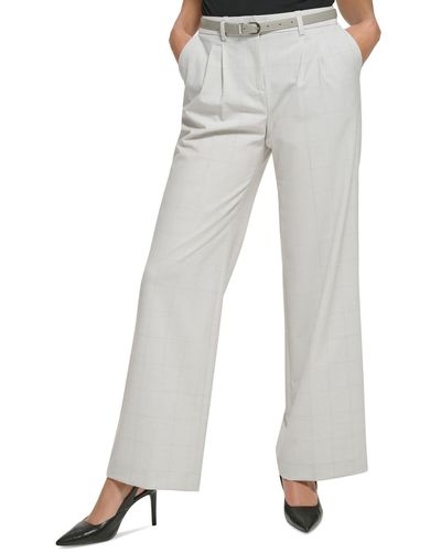 Calvin Klein High Rise Pleated Wide Leg Pants - White