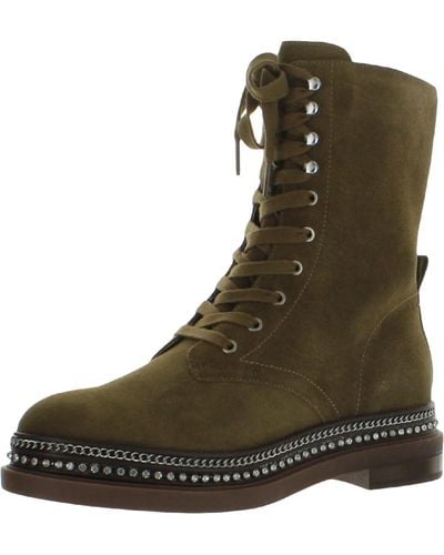 Vince Camuto Branda Faux Suede Embellished Combat & Lace-up Boots - Green