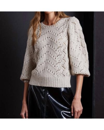 Autumn Cashmere Puff Sleeve Pointelle Sweater - Gray