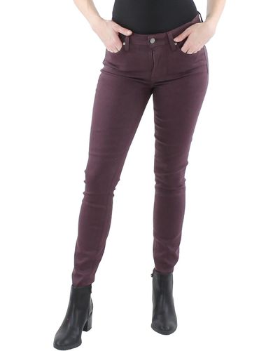 PAIGE Coated Mid Rise Ankle Jeans - Purple