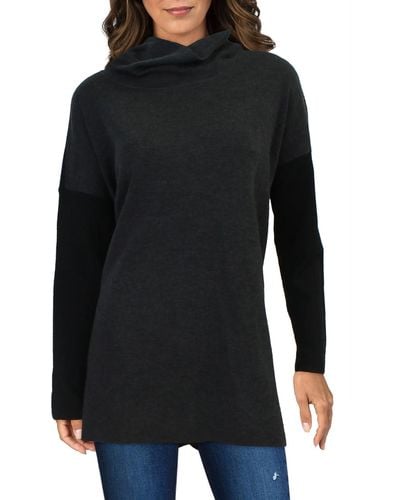 Eileen Fisher Merino Wool Colorblock Turtleneck Sweater - Black