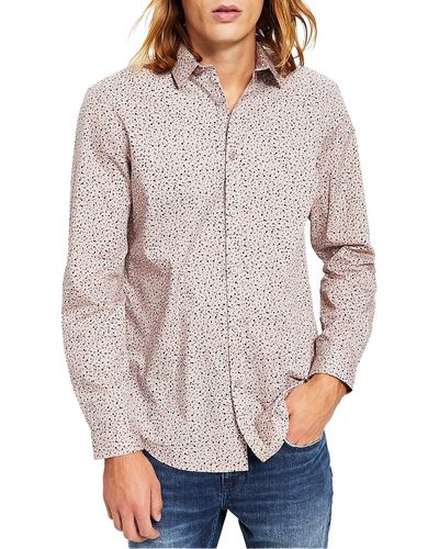 INC Cotton Printed Button-down Shirt - Gray