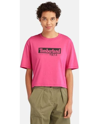 Timberland Linear-logo Cropped T-shirt - Red