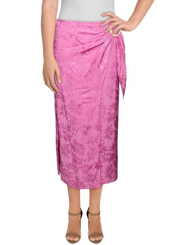 Wayf Printed Sheer Wrap Skirt - Pink