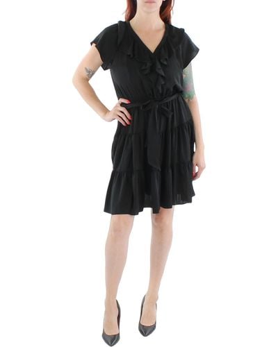 Lauren by Ralph Lauren Ruffled Short Mini Dress - Black