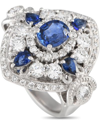 Non-Branded Lb Exclusive 18k Gold 1.02ct Diamond And Sapphire Art Deco Statement Ring Mf04-012424 - Metallic